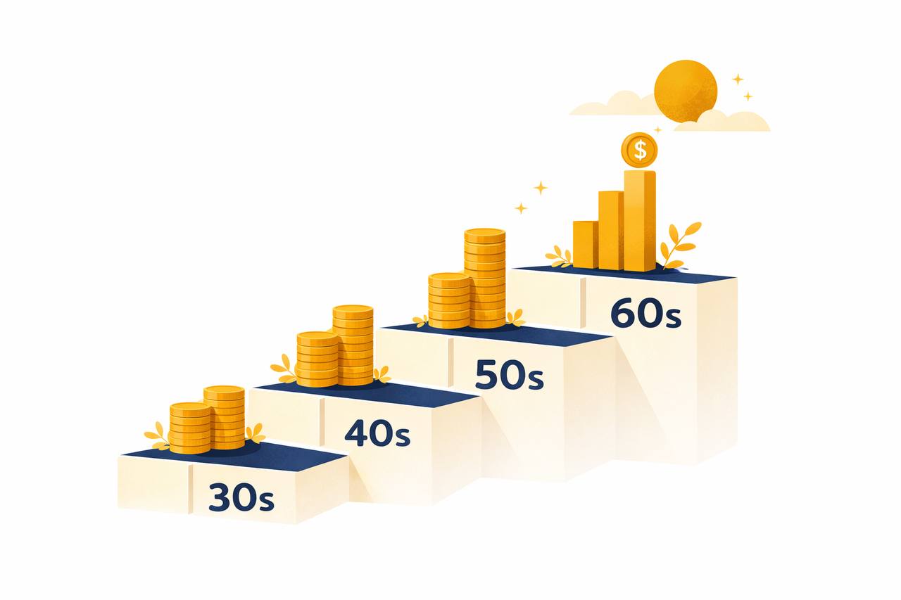 Retirement savings benchmarks by age 30s 40s 50s 60s
